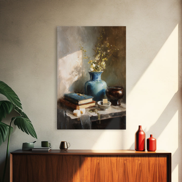 Sunlit Interior Still Life Framed Canvas Print, Art, Fine Art Print, Living Room Decor, Fine Art, Digital Art, ART-2x3-22