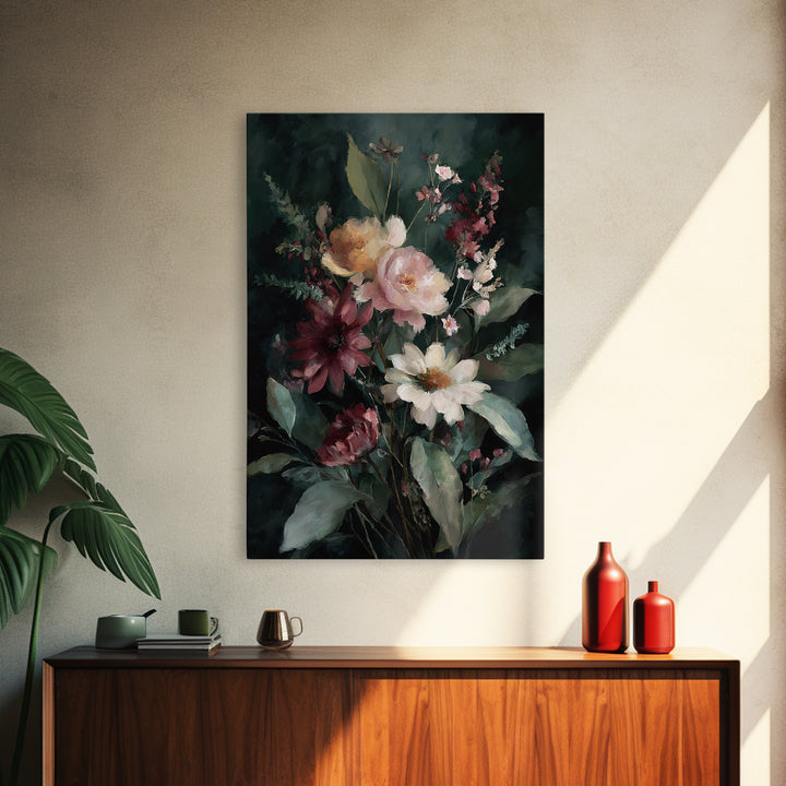 Painterly Meadow with Loose Impressionist Flowers Canvas Print, Art, Boho Wall Art, Living Room Decor, Fine Art, ART-2x3-23