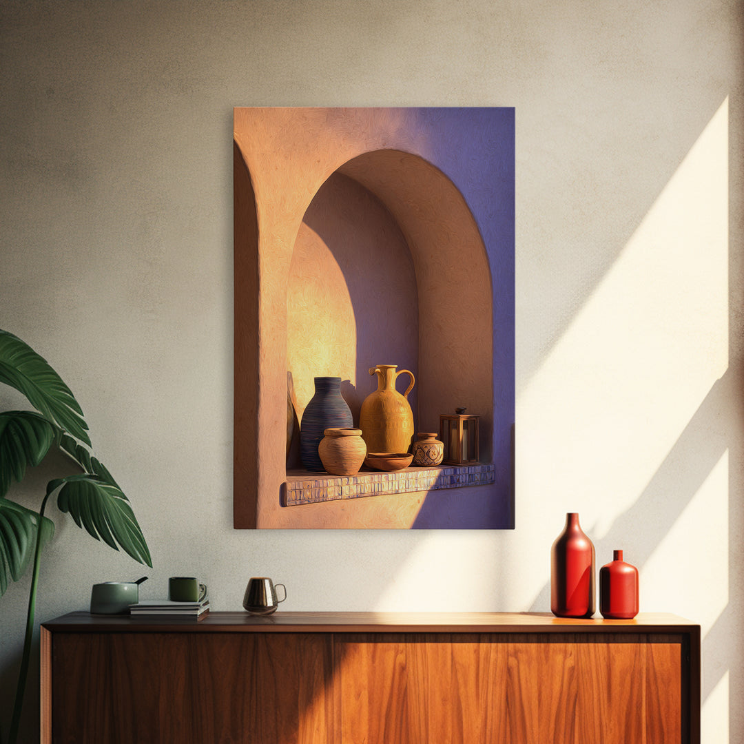 Architectural Archway in Warm Mediterranean Light Framed Canvas Print, Art, Gallery Decor, Living Room Decor, Fine Art, ART-2x3-30