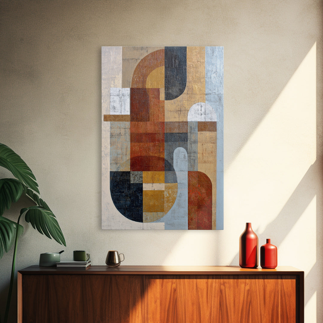 Geometric Color Study Framed Canvas Print, Art, Textured Painting, Living Room Decor, Fine Art, Digital Wall Art, ART-2x3-41