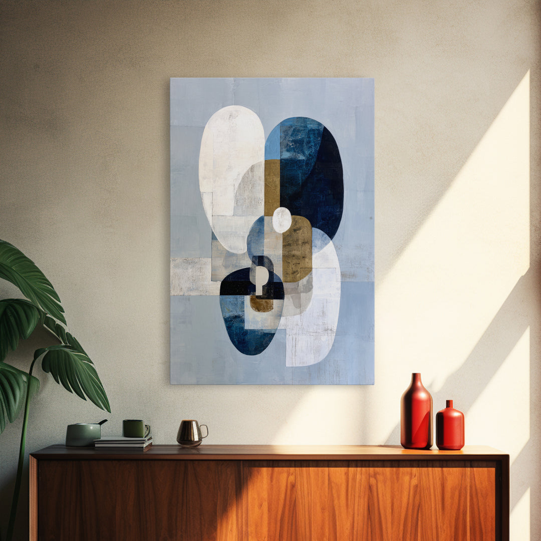 Modern Sculptural Shapes Rendered as Painted Forms Canvas Print, Art, Wall Art, Living Room Decor, Fine Art, ART-2x3-62