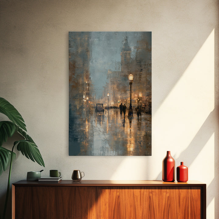 Moody City Scene Reflected Canvas Print, Art, Room Decor, Living Room Decor, Oil Painting, Art Commission, Digital Wall Art, ART-2x3-66
