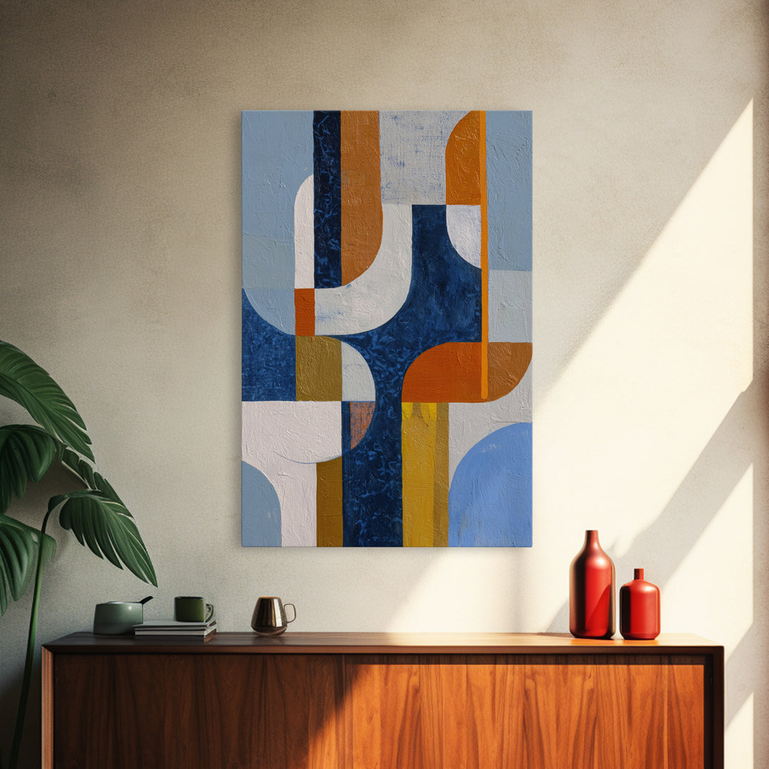 Geometric Color Study Framed Canvas Print, Art, Art Commission, Living Room Decor, Abstract Art, Black Art, Framed Art, ART-2x3-89