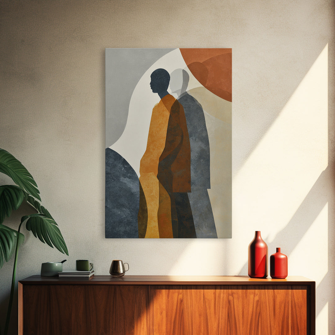 Simple Monochrome Figure Study Framed Canvas Print, Art, Framed Art, Living Room Decor, Fine Art, Neutral Decor, ART-2x3-92