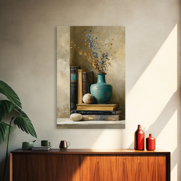 Sunlit Interior Still Life Framed Canvas Print, Art, Art Prints, Living Room Decor, Fine Art, Framed Wall Art, ART-2x3-94