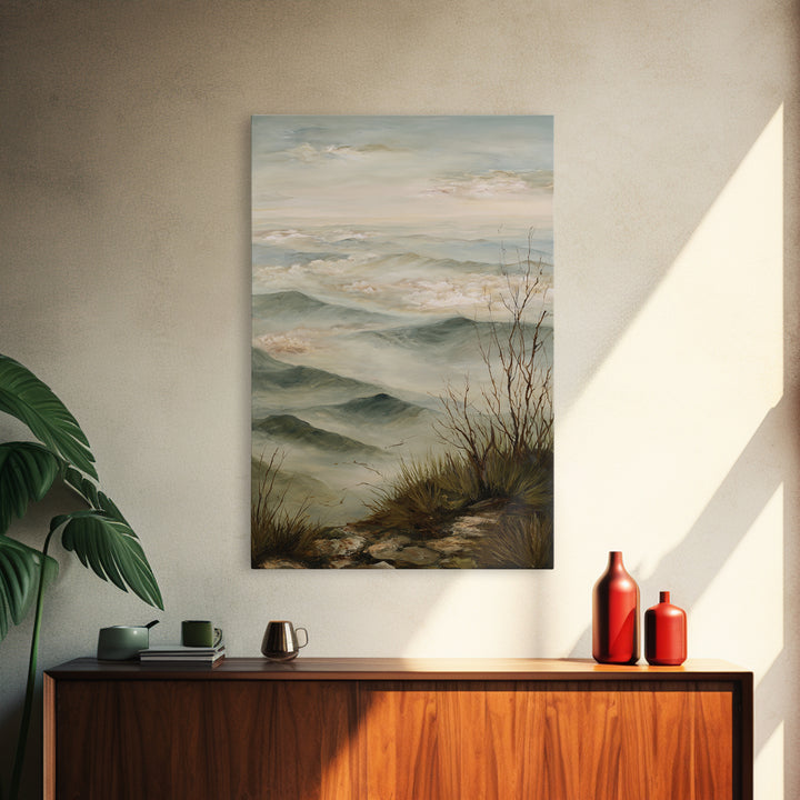 Quiet Mountain Scene Framed Canvas Print, Art, Digital Art, Living Room Decor, Fine Art, Abstract Art, Canvas Art, ART-2x3-97