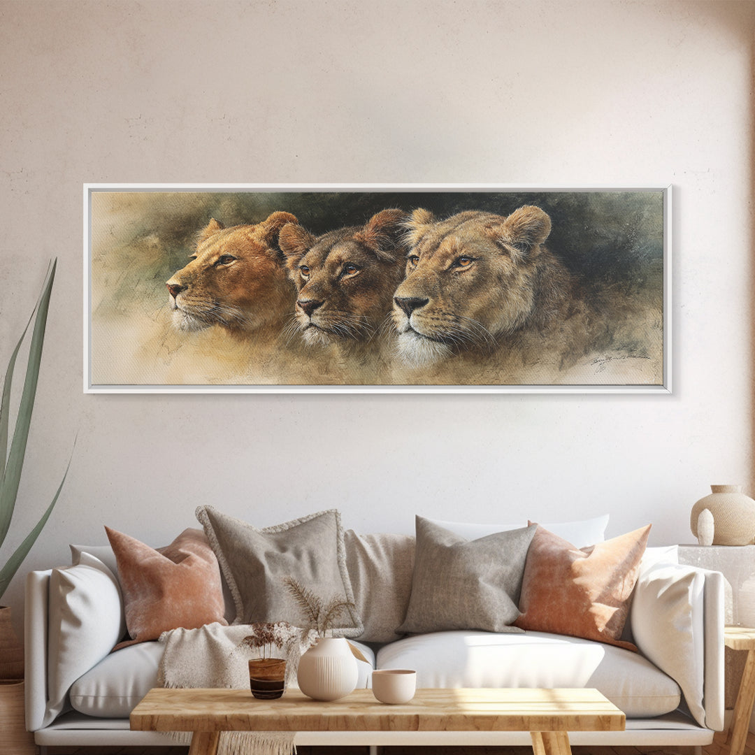 Elegant Animal Portrait Framed Canvas Print, Art, Textured Painting, Living Room Decor, Fine Art, Digital Wall Art, ART-3x1-10
