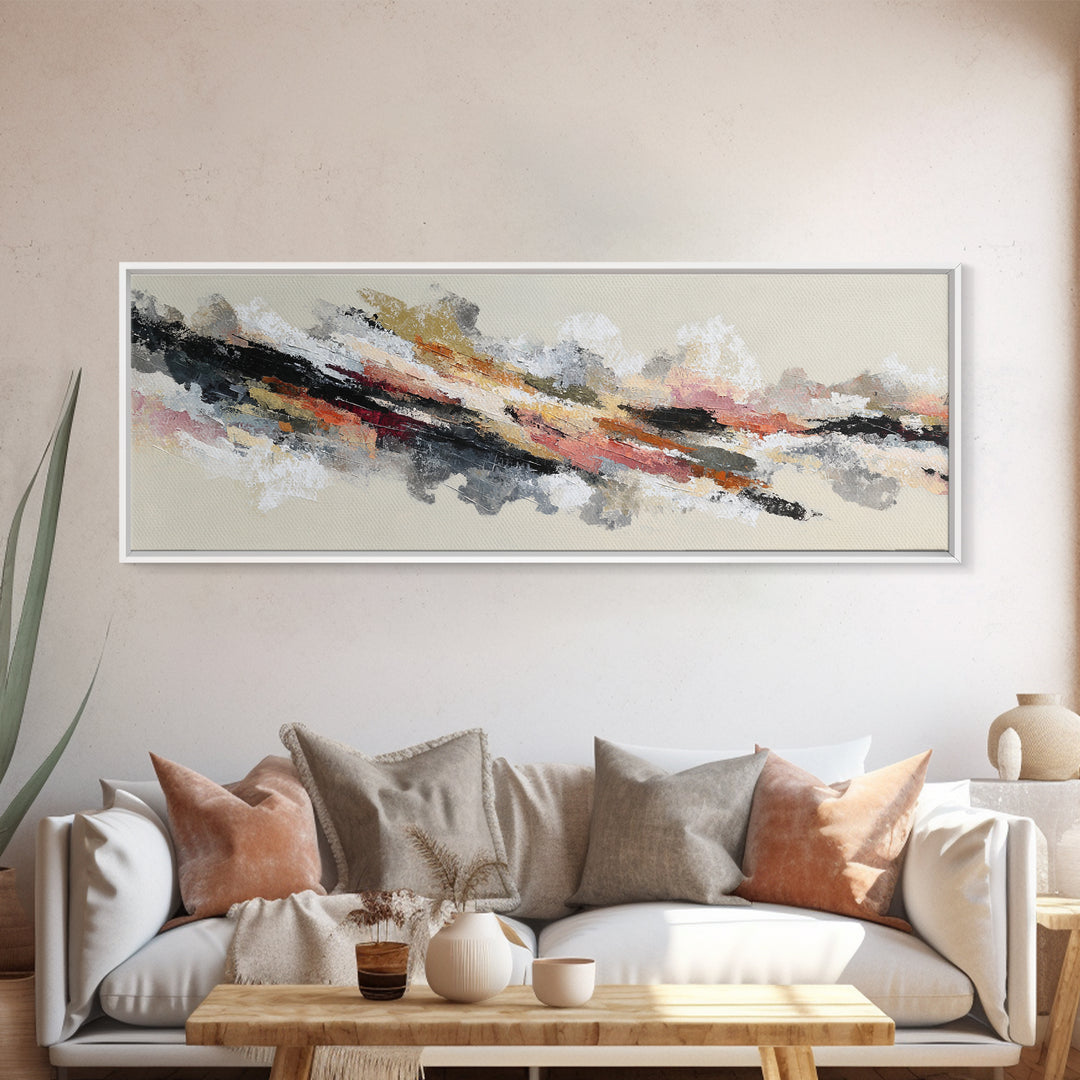 Contemporary Abstract with Layered Pigments and Energetic Canvas Print, Art, Digital Art, Living Room Decor, ART-3x1-18