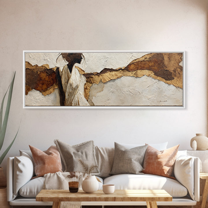 Simple Monochrome Figure Study Framed Canvas Print, Art, Resin Art, Living Room Decor, Oil Painting, Luxury Decor, ART-3x1-28