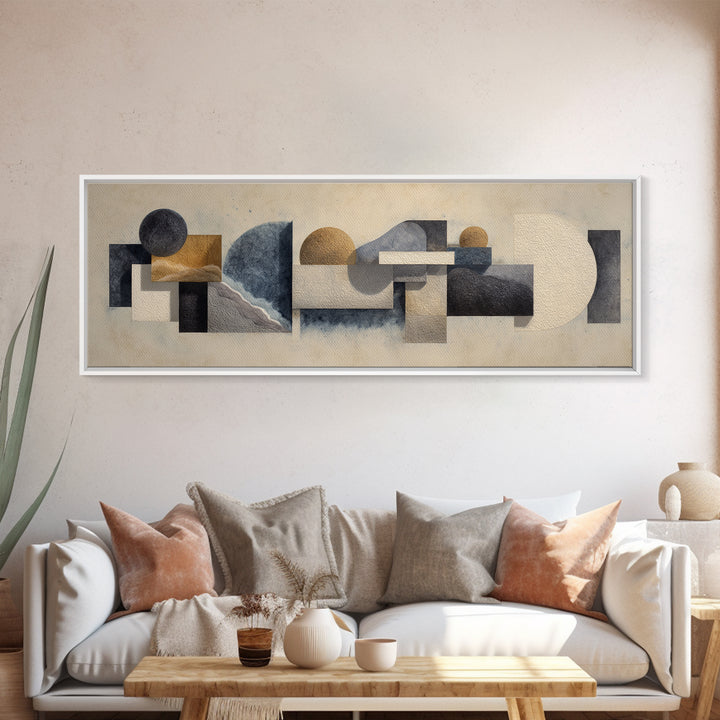 Modern Sculptural Shapes Rendered as Painted Forms Canvas Print, Art, Large Wall Art, Living Room Decor, Abstract Art, ART-3x1-46