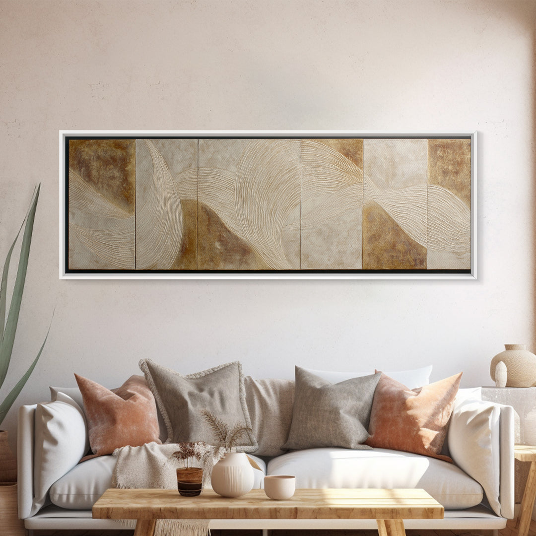 Textured Neutral Abstraction Framed Canvas Print, Art, Art Nouveau, Living Room Decor, Fine Art, Abstract Wall Art, ART-3x1-53