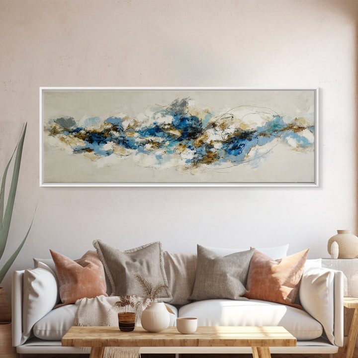 Abstract Water Forms Framed Canvas Print, Art, Textured Painting, Living Room Decor, Abstract Art, Digital Wall Art, ART-3x1-59