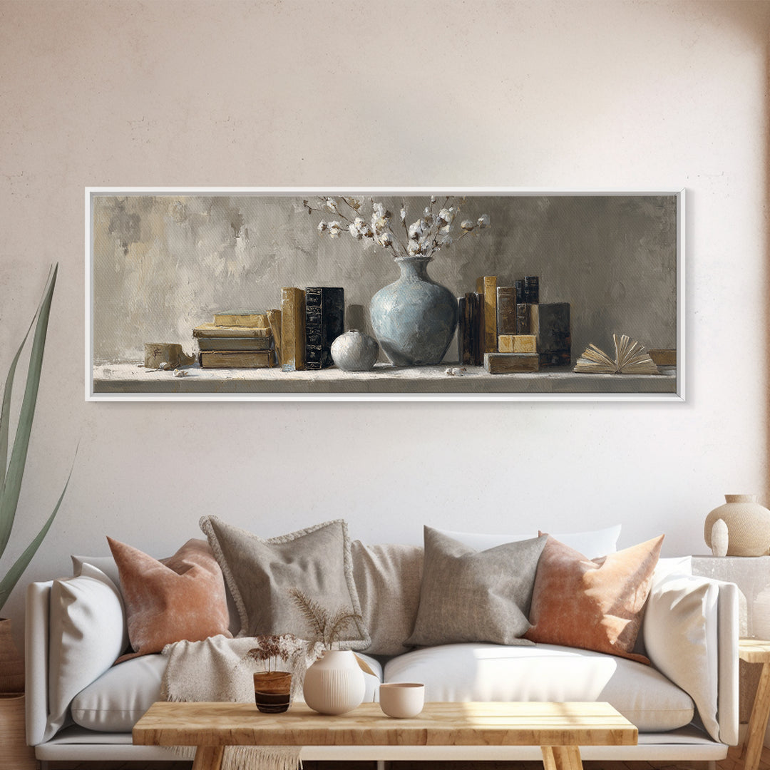 Sunlit Interior Still Life Canvas Print, Art, Canvas Art, Living Room Decor, Fine Art, Horizontal Wall Art, Home Decor, ART-3x1-6