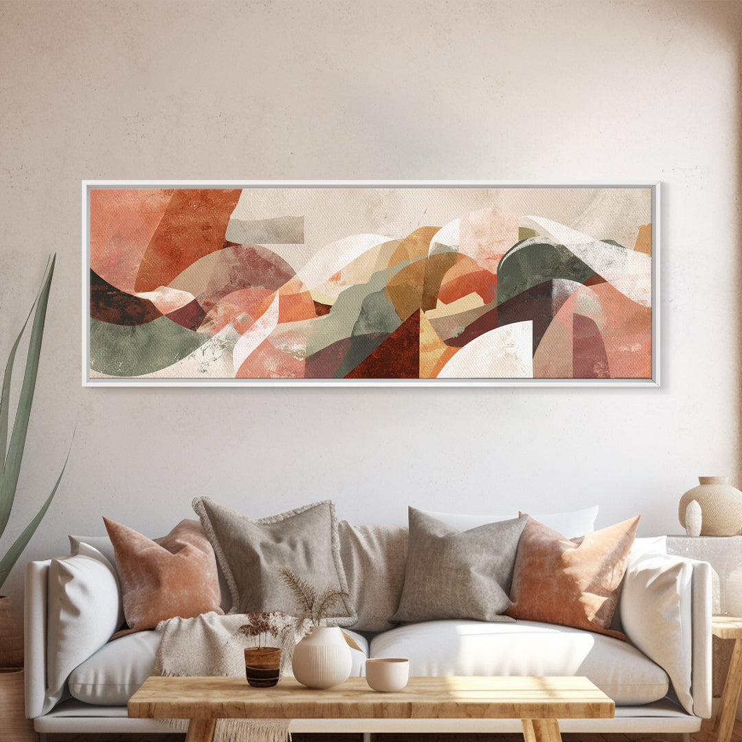 Modern Sculptural Shapes Rendered as Painted Forms Canvas Print, Art, Neutral Decor, Living Room Decor, Abstract Art, ART-3x1-70