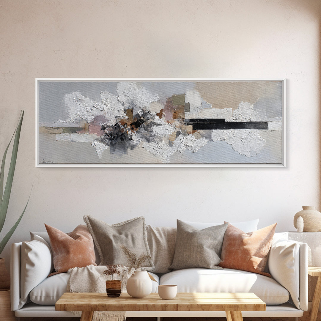 Textured Neutral Abstraction Framed Canvas Print, Art, Art Nouveau, Living Room Decor, Fine Art, Abstract Wall Art, ART-3x1-77
