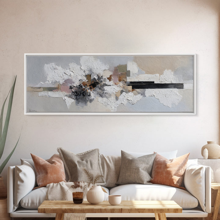 Textured Neutral Abstraction Framed Canvas Print, Art, Art Nouveau, Living Room Decor, Fine Art, Abstract Wall Art, ART-3x1-77