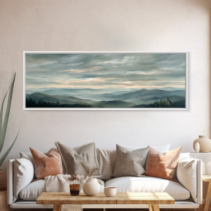 Quiet Mountain Scene Framed Canvas Print, Art, Framed Wall Art, Living Room Decor, Fine Art, Resin Art, Boho Wall Art, ART-3x1-81