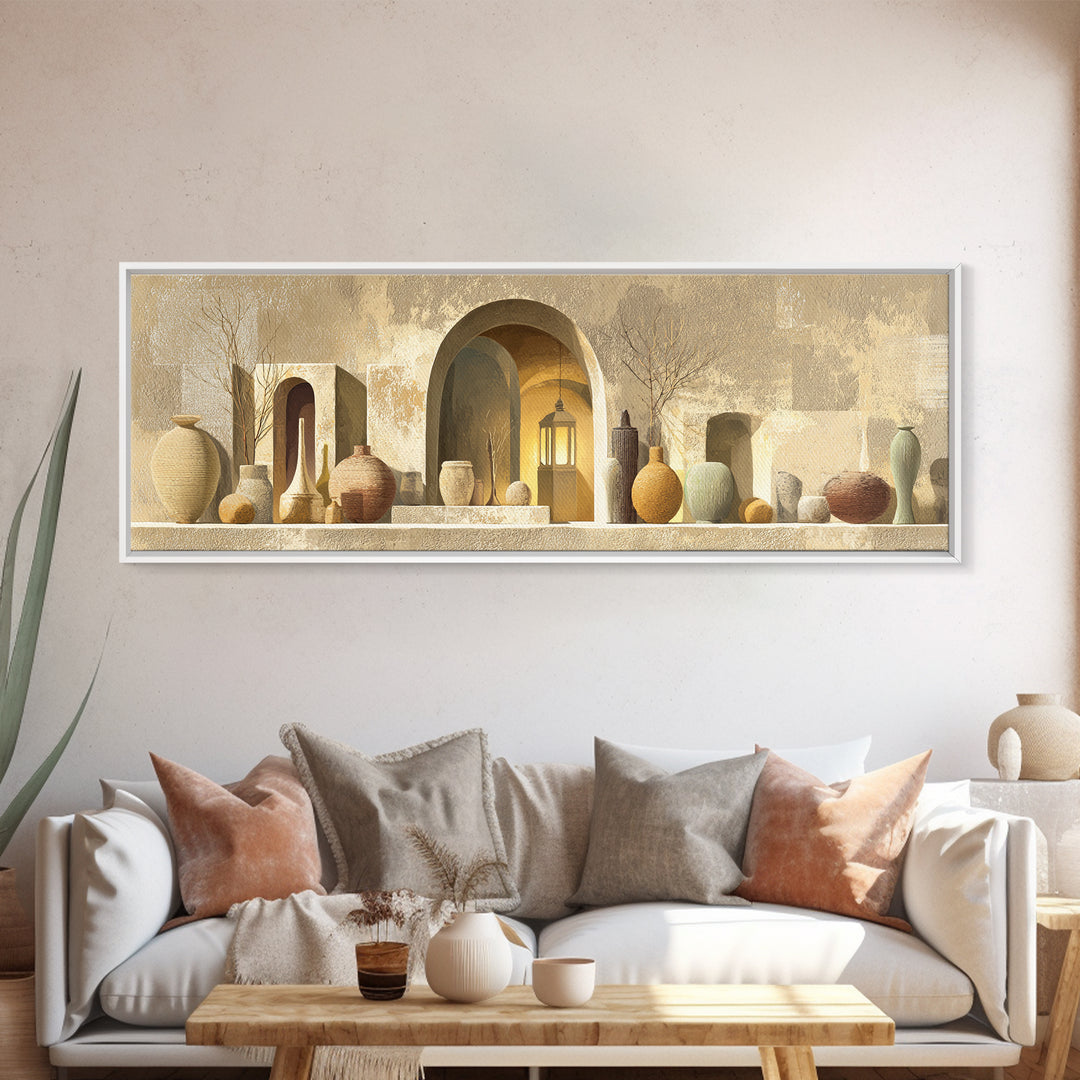 Architectural Archway in Warm Mediterranean Light Canvas Print, Art, Digital Art, Living Room Decor, Watercolor Art, ART-3x1-86