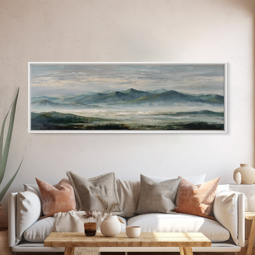 Quiet Mountain Scene Framed Canvas Print, Art, Art Print, Living Room Decor, Fine Art, Canvas Wall Art, Abstract Art, ART-3x1-9
