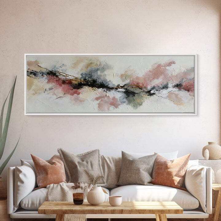 Contemporary Abstract with Layered Pigments and Energetic Canvas Print, Art, Canvas Wall Art, Living Room Decor, ART-3x1-90