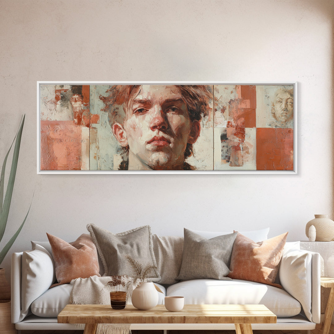 Expressive Portrait with Dramatic Light and Textured Canvas Print, Art, Art Print, Living Room Decor, Fine Art, ART-3x1-92