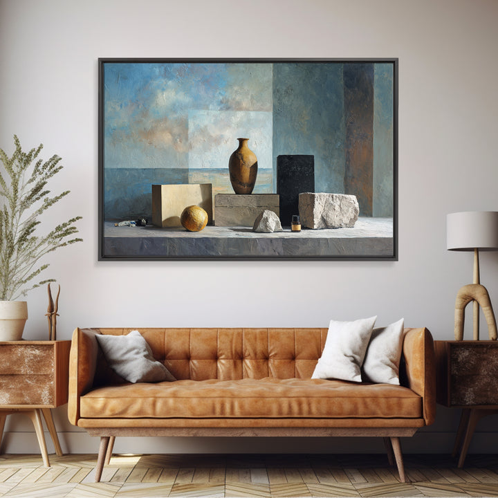 Modern Sculptural Shapes Rendered as Painted Forms Framed Canvas Print, Art, Wall Art Prints, Living Room Decor, Fine Art, ART-3x2-10