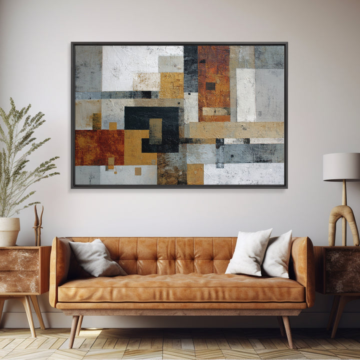 Geometric Color Study Framed Canvas Print, Art, Art Commission, Living Room Decor, Abstract Art, Black Art, Framed Art, ART-3x2-13