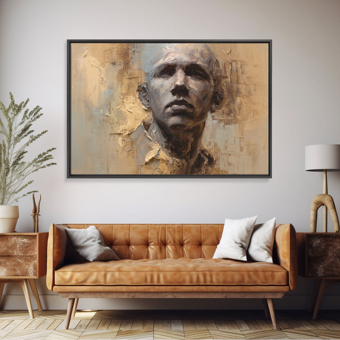 Expressive Portrait with Dramatic Light and Textured Canvas Print, Art, Art Commission, Living Room Decor, Fine Art, ART-3x2-32
