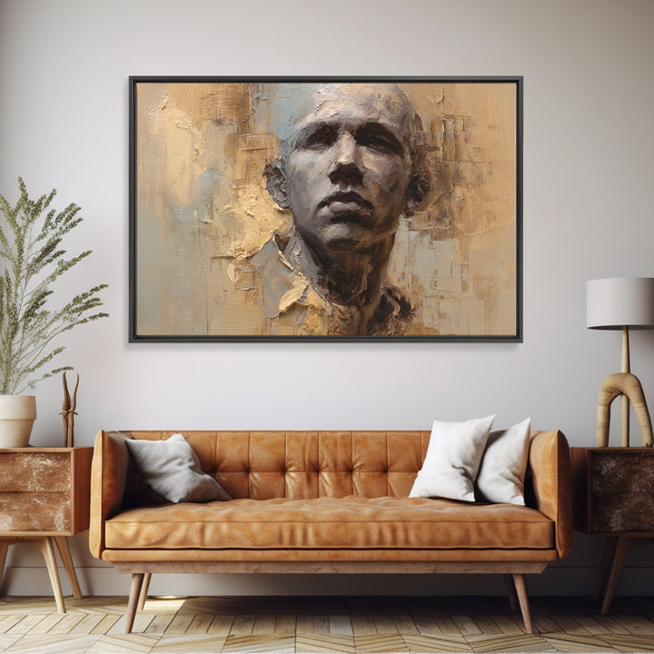 Expressive Portrait with Dramatic Light and Textured Canvas Print, Art, Art Commission, Living Room Decor, Fine Art, ART-3x2-32