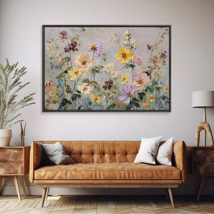 Painterly Meadow with Loose Impressionist Flowers Canvas Print, Art, Canvas Art, Living Room Decor, Fine Art, ART-3x2-43