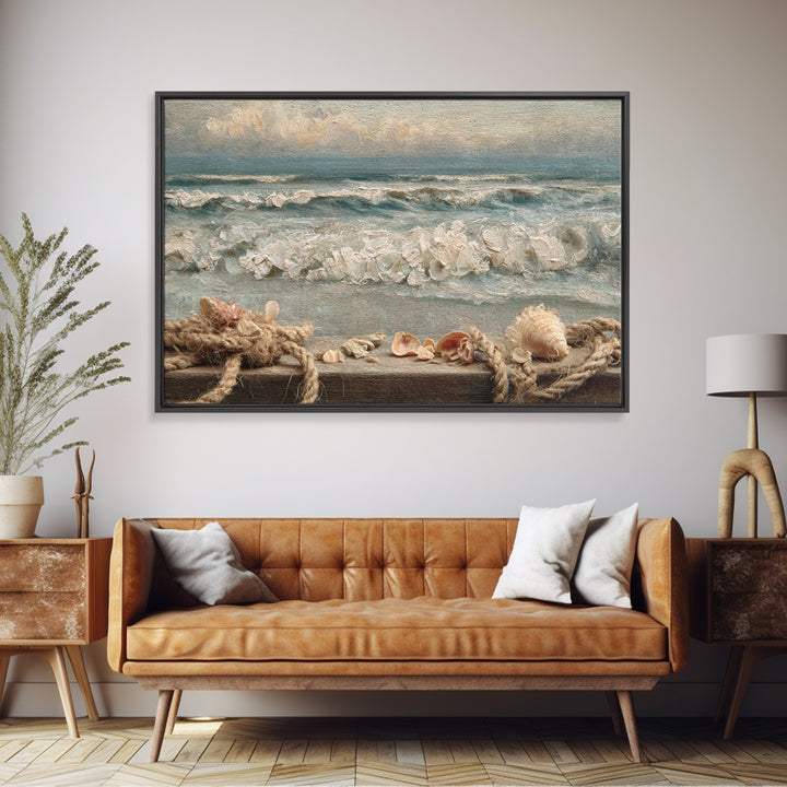 Dramatic Seascape with Foam and Storm Clouds Canvas Print, Art, Metal Wall Art, Living Room Decor, Abstract Art, ART-3x2-52