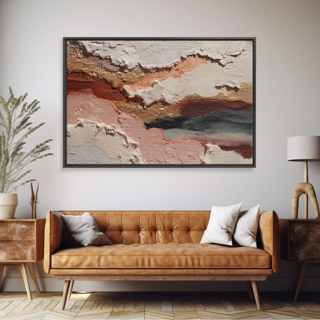 Contemporary Abstract with Layered Pigments and Energetic Canvas Print, Art, Large Wall Art, Living Room Decor, Fine Art, ART-3x2-54