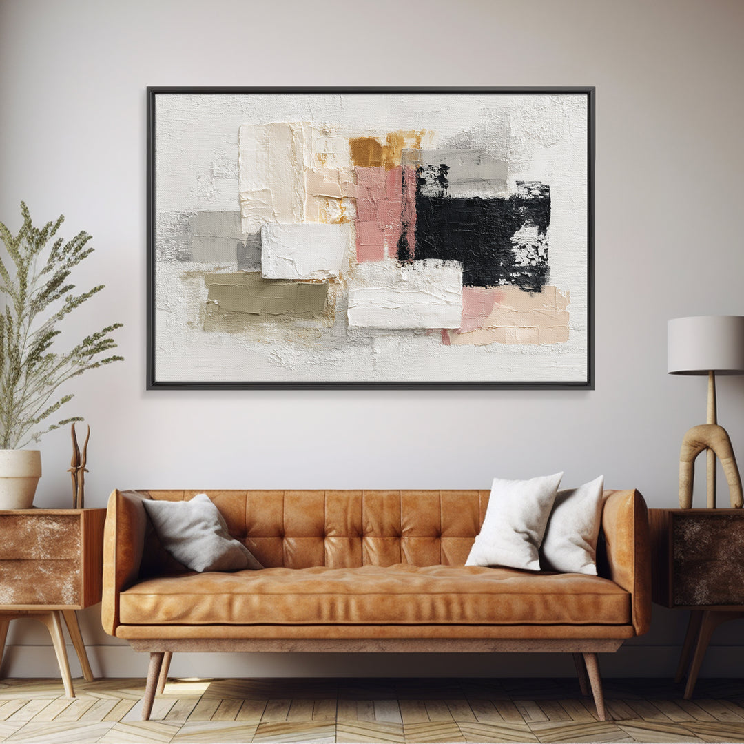Textured Neutral Abstraction Framed Canvas Print, Art, Framed Wall Art, Living Room Decor, Abstract Art, Resin Art, ART-3x2-65