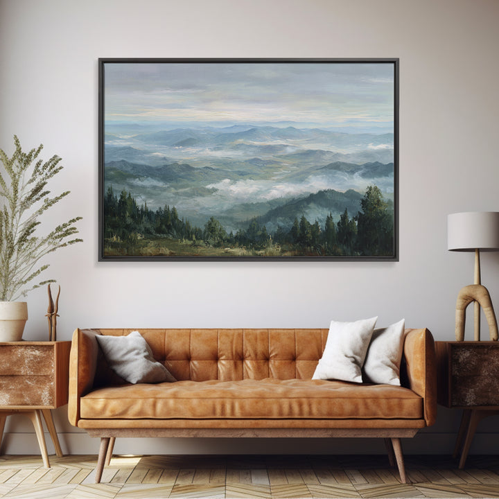 Quiet Mountain Scene Framed Canvas Print, Art, Canvas Wall Art, Living Room Decor, Fine Art, Boho Wall Art, Pink Wall Art, ART-3x2-69