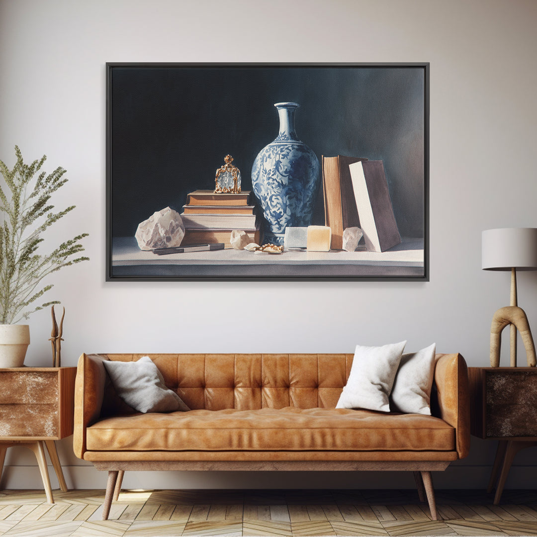 Sunlit Interior Still Life Framed Canvas Print, Art, Art Nouveau, Living Room Decor, Fine Art, Abstract Wall Art, ART-3x2-90