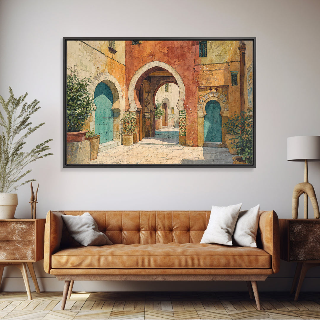 Architectural Archway in Warm Mediterranean Light Canvas Print, Art, Canvas Wall Art, Living Room Decor, Fine Art, ART-3x2-98