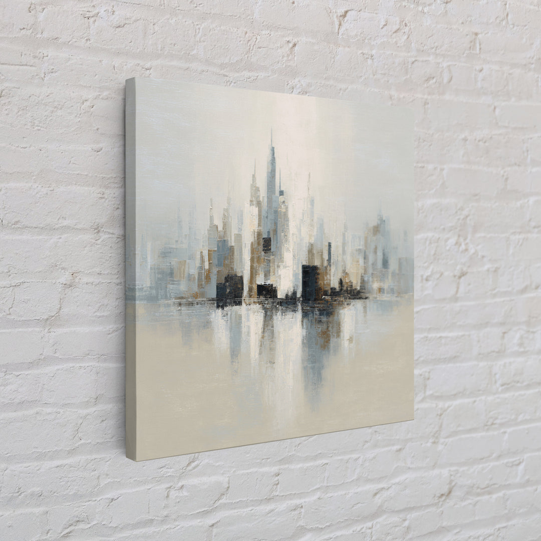 Quiet City Skyline Reduced to Elegant Shapes Canvas Print, Above Sofa Art, Oversized Wall Art, Living Room Decor, Statement, ASA-1x1-22