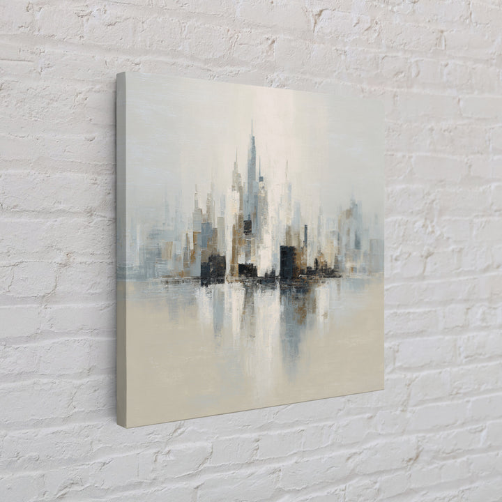 Quiet City Skyline Reduced to Elegant Shapes Canvas Print, Above Sofa Art, Oversized Wall Art, Living Room Decor, Statement, ASA-1x1-22