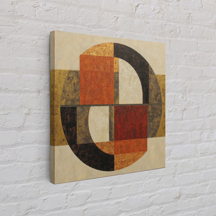 Bold Mid Century Geometric Forms Framed Canvas Print, Above Sofa Art, Textured Wall Art, Living Room Decor, Fine Art, Statement, ASA-1x1-28