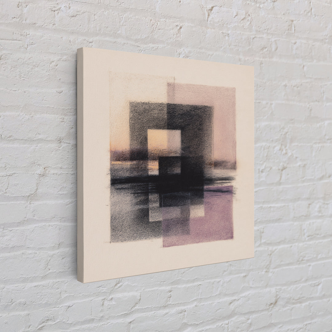 Minimal Black Ink Composition Framed Canvas Print, Above Sofa Art, Gallery Decor, Living Room Decor, Fine Art, Statement, ASA-1x1-32