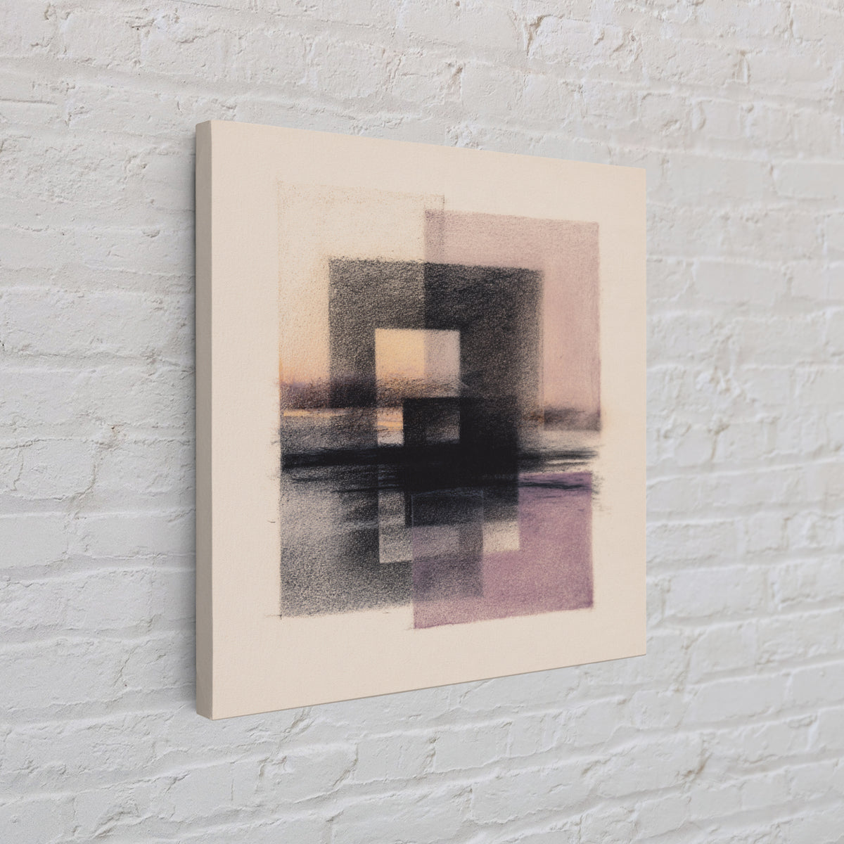 Minimal Black Ink Composition Framed Canvas Print, Above Sofa Art, Gallery Decor, Living Room Decor, Fine Art, Statement, ASA-1x1-32