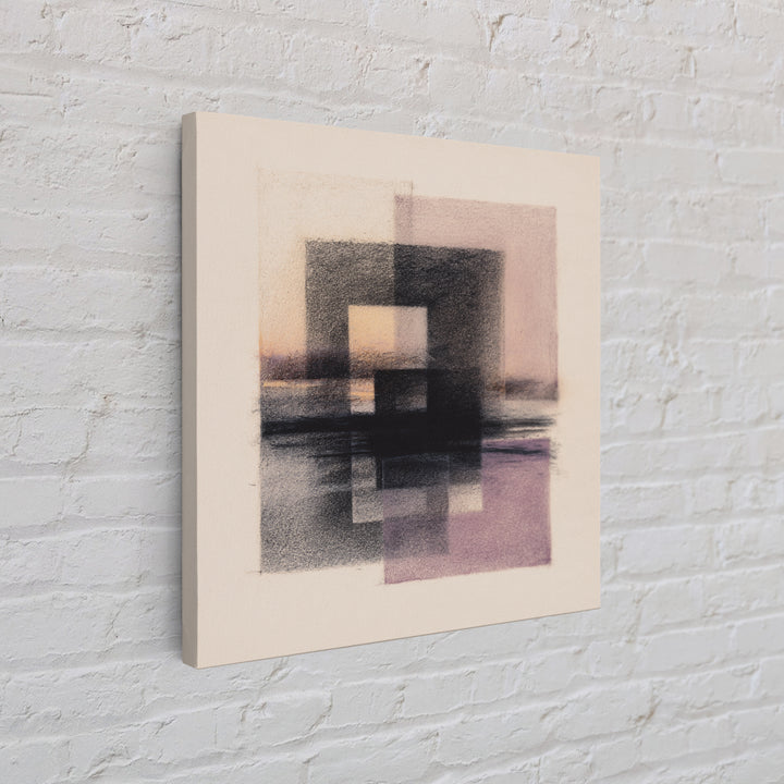 Minimal Black Ink Composition Framed Canvas Print, Above Sofa Art, Gallery Decor, Living Room Decor, Fine Art, Statement, ASA-1x1-32