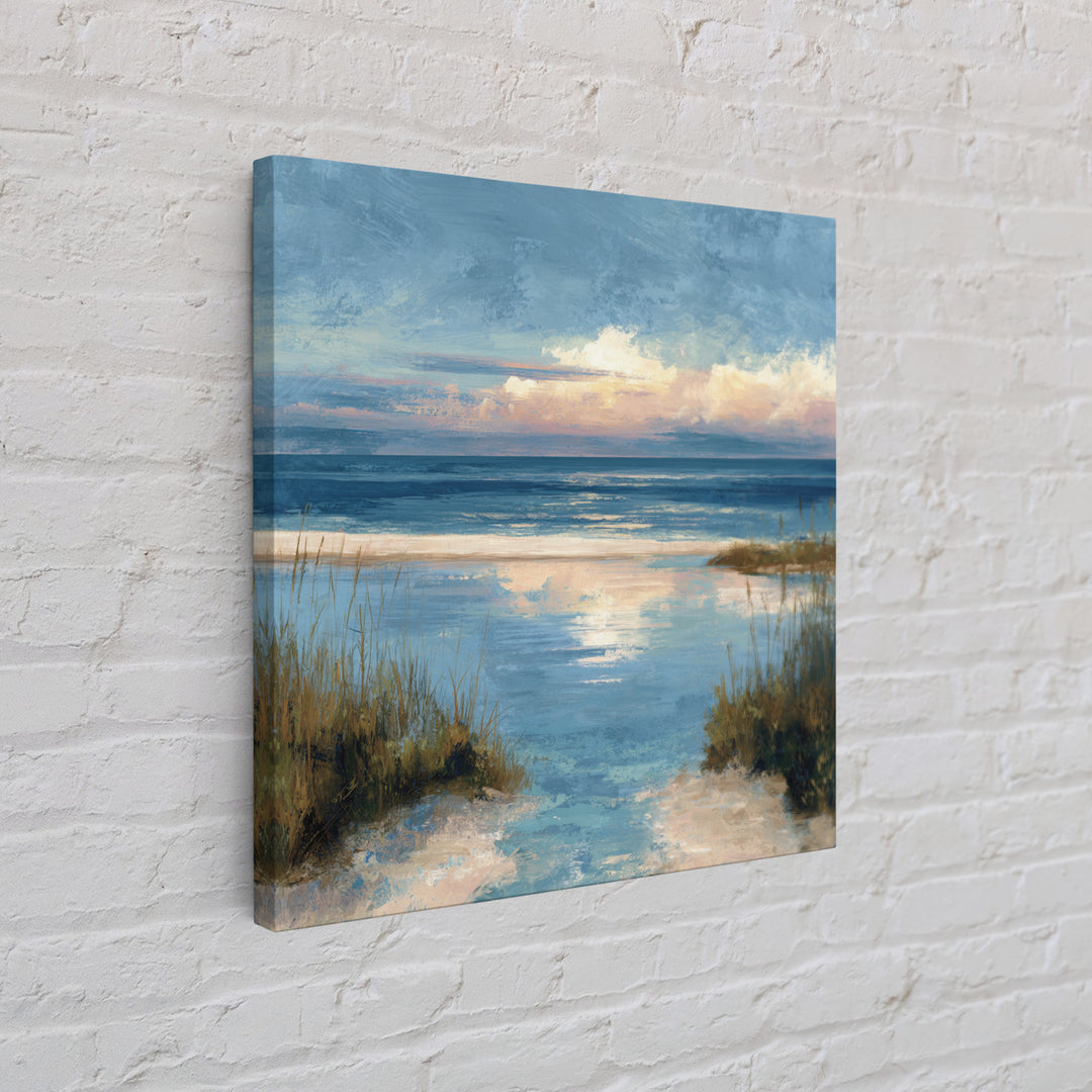 Moody Seascape at Twilight Canvas Print, Above Sofa Art, Living Room Decor, Watercolor Art, Statement 036, Set of Prints, ASA-1x1-36