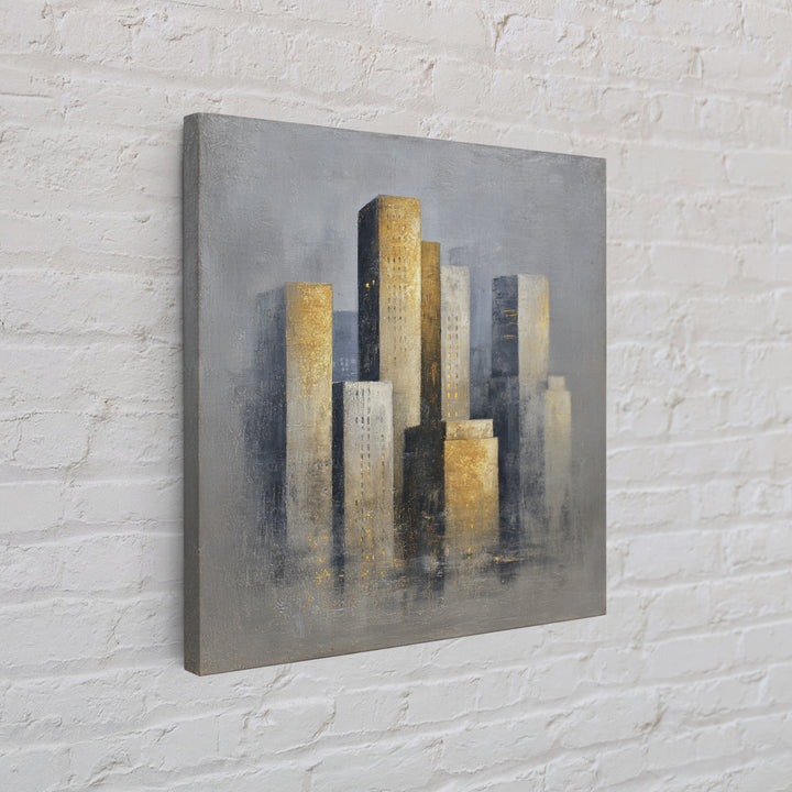 Quiet City Skyline Reduced to Elegant Shapes Canvas Print, Above Sofa Art, Bedroom Wall Art, Living Room Decor, Statement, ASA-1x1-46