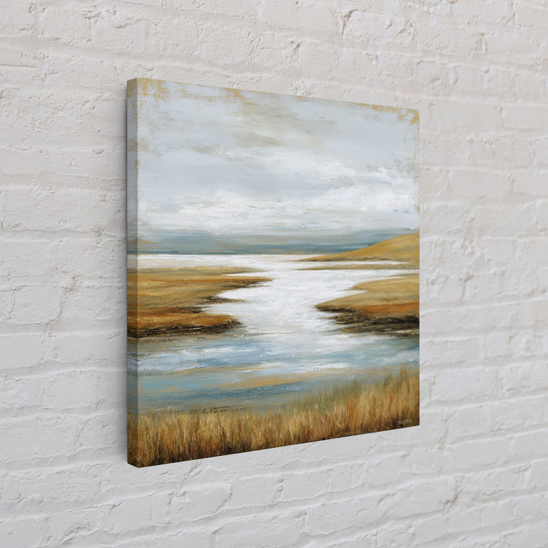 Abstract River Bends Framed Canvas Print, Above Sofa Art, Horizontal Wall Art, Living Room Decor, Fine Art, Statement, ASA-1x1-47