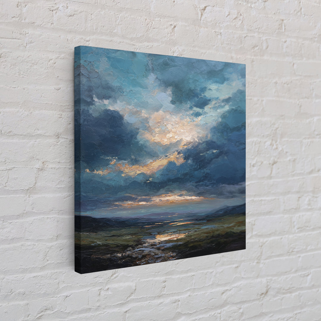 Dramatic Cloudscape over a Distant Valley Canvas Print, Above Sofa Art, Above Bed Decor, Living Room Decor, Fine Art, Statement, ASA-1x1-5