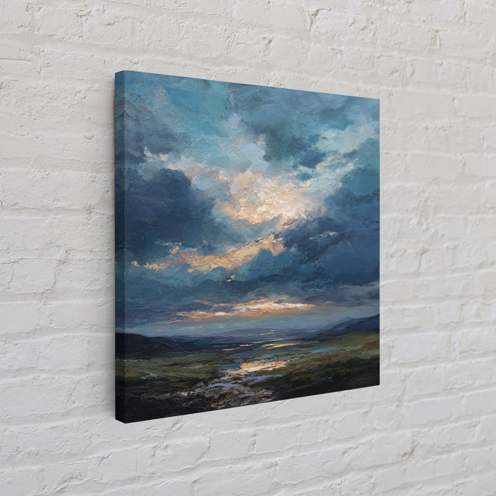 Dramatic Cloudscape over a Distant Valley Canvas Print, Above Sofa Art, Above Bed Decor, Living Room Decor, Fine Art, Statement, ASA-1x1-5