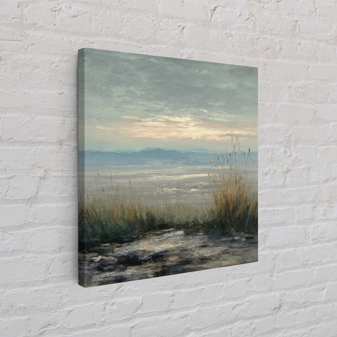 Dramatic Cloudscape over a Distant Valley Canvas Print, Above Sofa Art, Bauhaus Print, Living Room Decor, Statement, ASA-1x1-53
