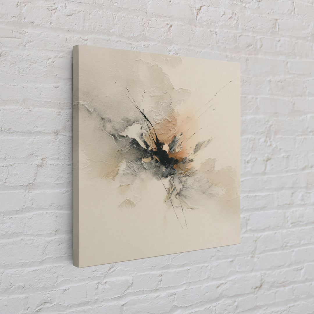 Minimal Black Ink Composition Framed Canvas Print, Above Sofa Art, Living Room Decor, Fine Art, Statement 056, Set of Prints, ASA-1x1-56