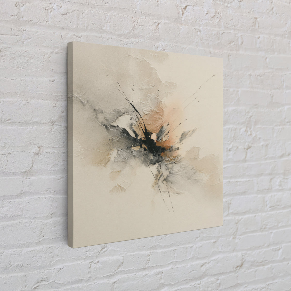 Minimal Black Ink Composition Framed Canvas Print, Above Sofa Art, Living Room Decor, Fine Art, Statement 056, Set of Prints, ASA-1x1-56